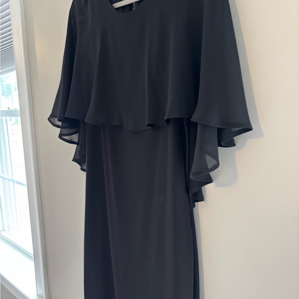 Betsy & Adam Black Cape Dress